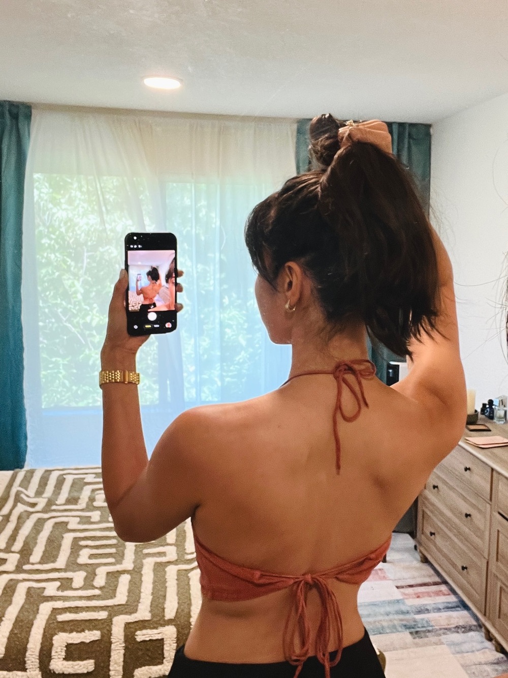 Zara Linen/Cotton Tie-Back Halter Top